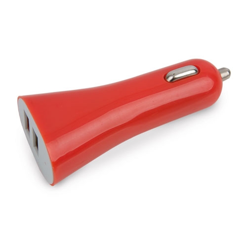 CARGADOR DE COCHE DOBLE USB ROJO 1 CARGADOR DE COCHE DOBLE USB ROJO