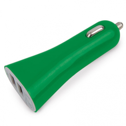 CARGADOR DE COCHE DOBLE USB VERDE 1 CARGADOR DE COCHE DOBLE USB VERDE